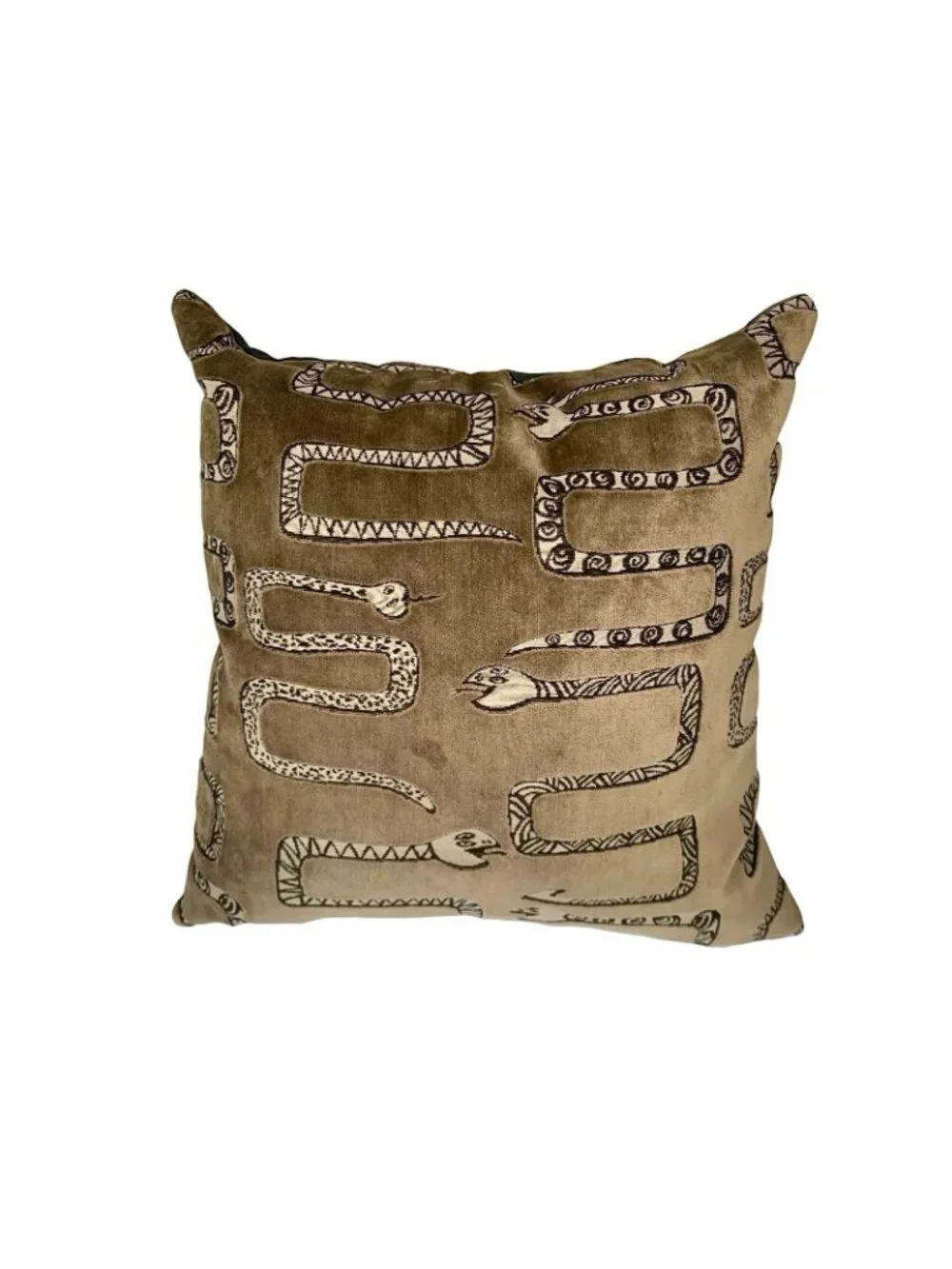 Pillow Pair Velvet with Snake Textured Motif Large Feather Filled Cushion Decor